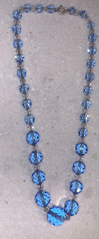 Gorgeous 1930's German Sterling Graduated Glass Art Deco Crystal Necklace🔥Sign gallery