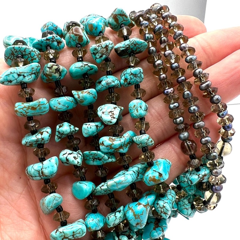 SOMS 6-Strand Turquoise Nugget & Crystal Necklace gallery