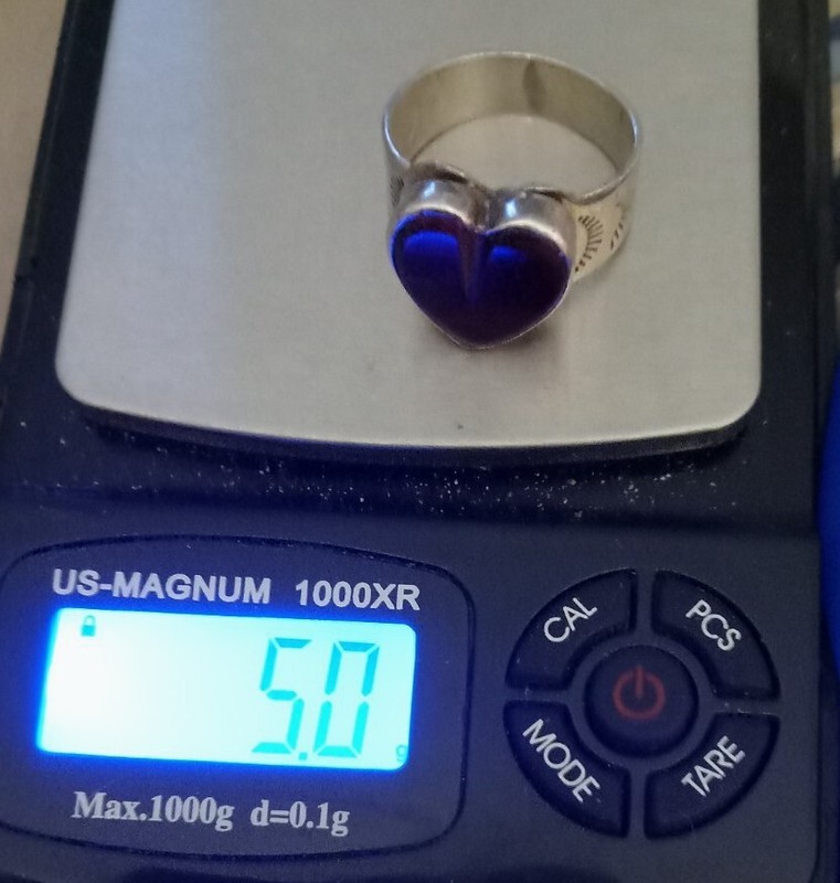 CAROL FELLEY 92 STERLING SILVER OYSTER CARVED HEART RING 6.5 (7) 5 GRAMS PURPLE gallery