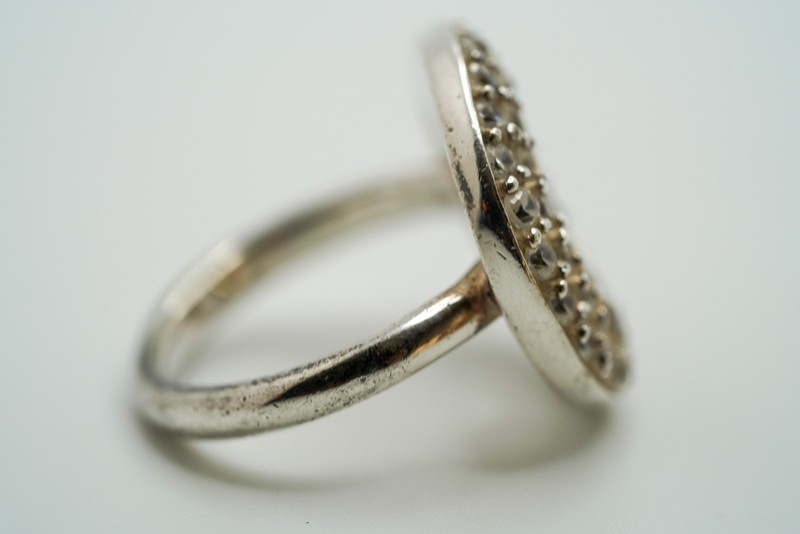 Vintage Sterling Silver CZ Circle Ring Size 6.75 JB14 gallery