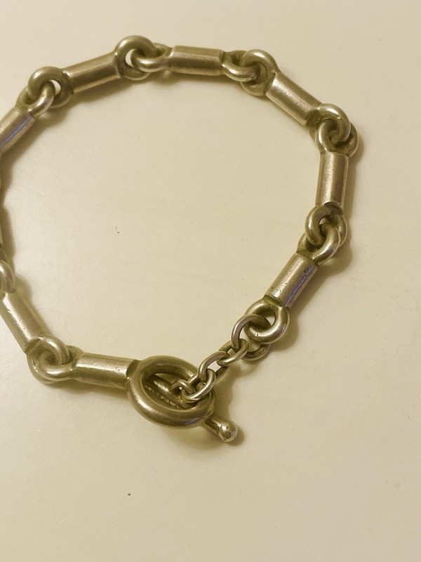Barney's New York Silver Toggle Bracelet Handmade Signed 1995 Vaillo? gallery