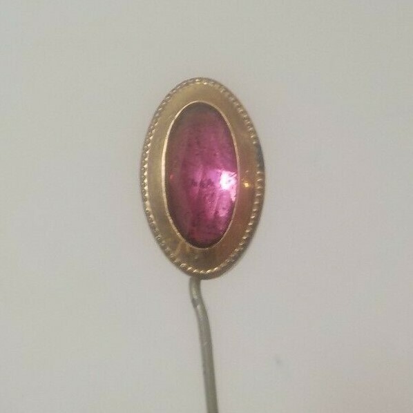 Antique Estate Stick Pin with Pink, Fushia Stone (#1)