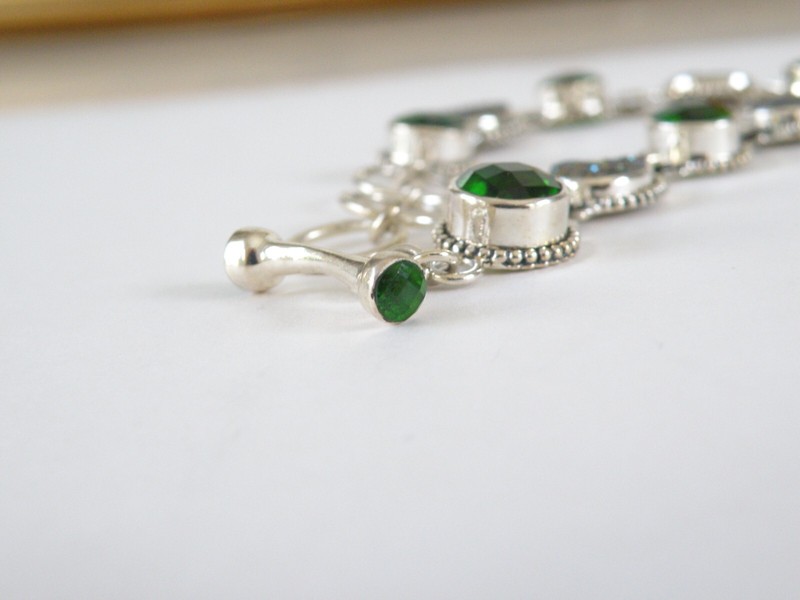 Vintage Sterling Silver 925 Crystal Quartz Station Gemstone Bracelet 7” - 8” gallery