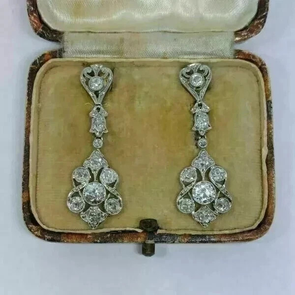 2Ct Art Deco Style Lab-Created Diamond Anniversary 14K White Gold Finish Earring