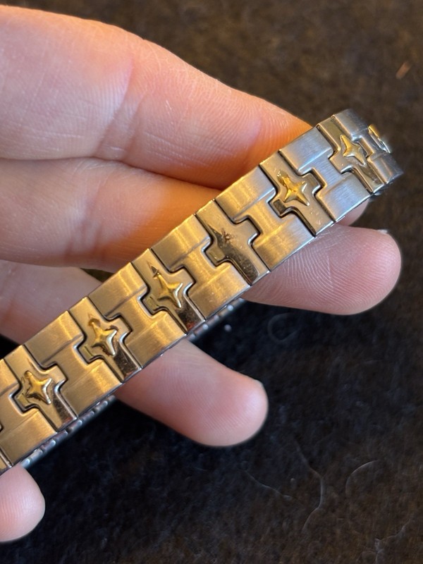 DAMAGED VTG MILOR ITALY STAINLESS 18K NORTH STAR EXPANDABLE BRACELET *23.7 gm* gallery