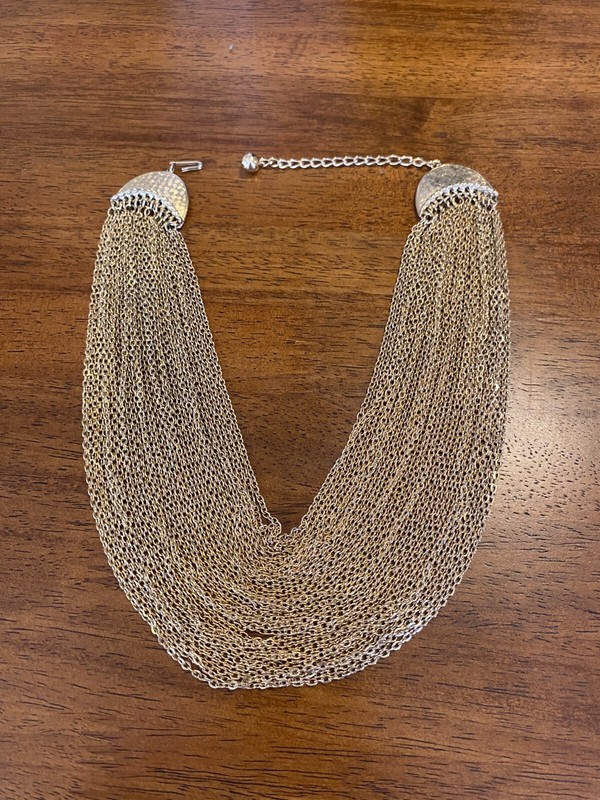 Vintage Multi-Strand Gold Chain Necklace Unsigned Statement Costume gallery