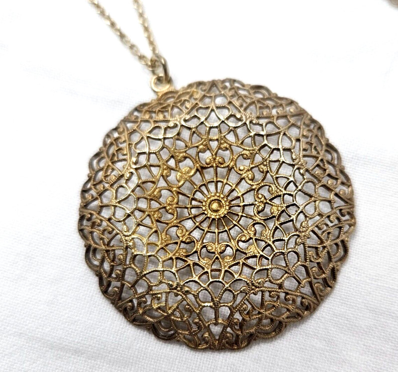 Gold Plate 925 Sterling Necklace & Earring Set Vintage gallery