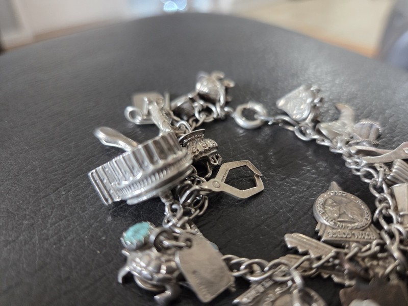 Vintage World Traveler Sterling Silver Charm Bracelet. Unique. See Photos! gallery