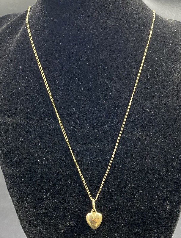 Vintage Marathon 14K Solid Gold Puffy Heart 12K GF Crown Chain Necklace Set