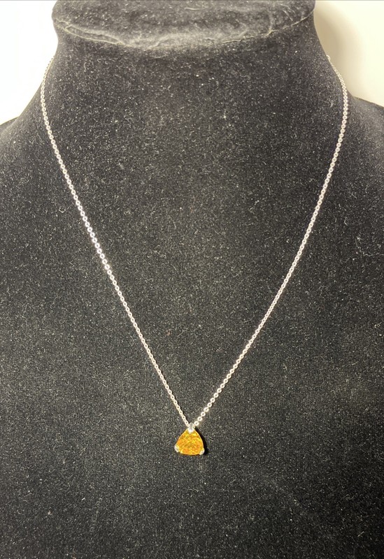 Silver Tone 1970-80s VINTAGE AVON COSTUME CITRINE NECKLACE 20”inches Preowned