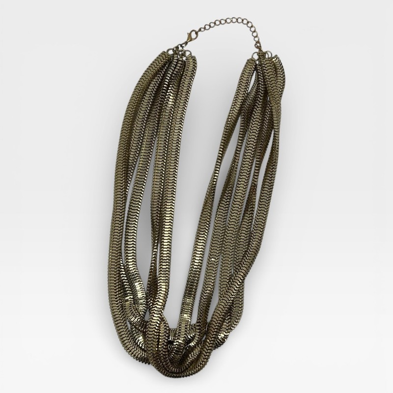 Gold Tone Multi Strand Snake Chain Necklace Statement Jewelry gallery