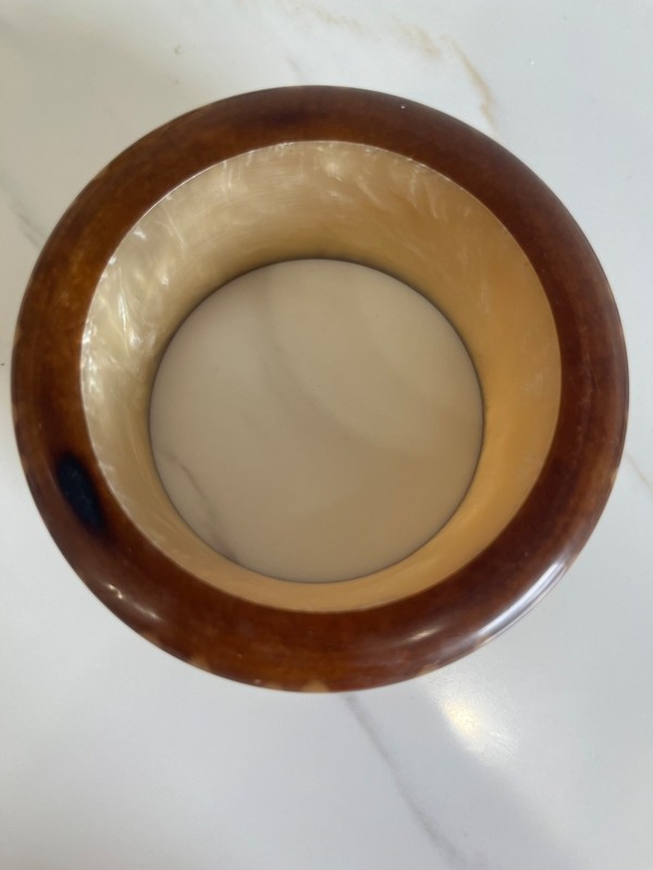 Vnt Chunky Wide Lucite Acrylic Bangle Bracelet Brown Cream Swirl Size 8” Cuff gallery