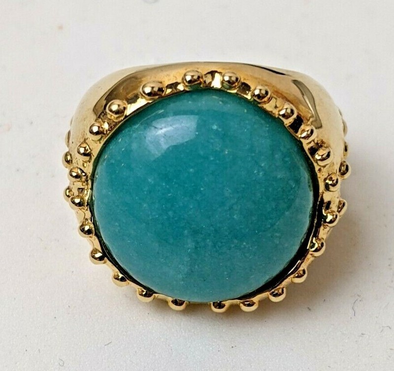 18K Gold Over 925 Sterling Silver Azurite Statement Ring Size 5 Itaor Italy gallery