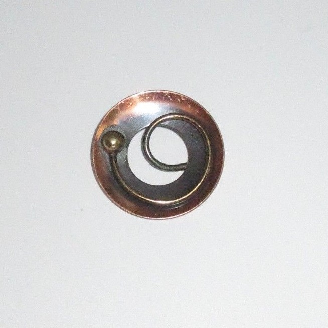 Genuine Copper Pin Brooch Abstract Round Shaped Metal Vintage Unique Small CHIC gallery
