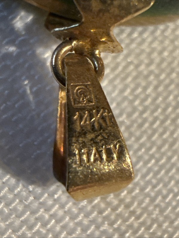 Vintage FUSED VENETIAN GLASS Pendant 14K Yellow Gold gallery
