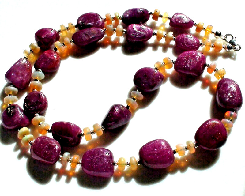 278.40ct 100% NATURAL UNHEATED/UNTREATED RUBY,FIRE OPAL 925 SILVER CLASP N-CE. gallery
