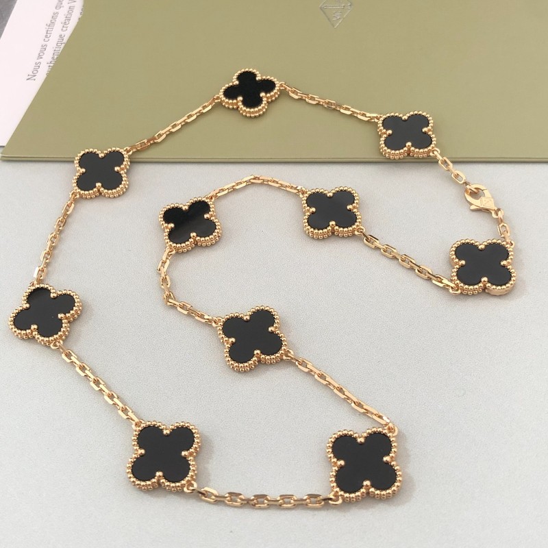 *VanCleefArpels* Vintage&Alhambra Necklace 10 Motifs Yellow Gold Black Onyx gallery