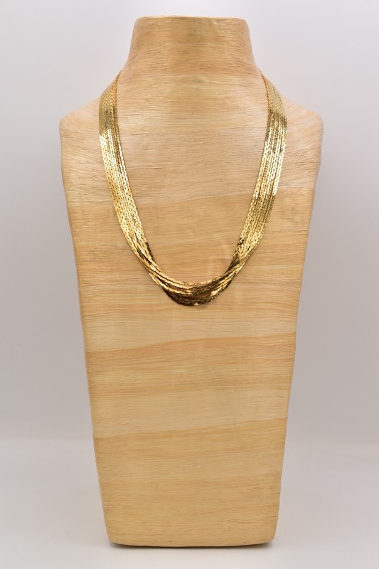 Vintage Gold Chain Multi Strand Draped Necklace Statement Metallic 1980s Bin3B gallery