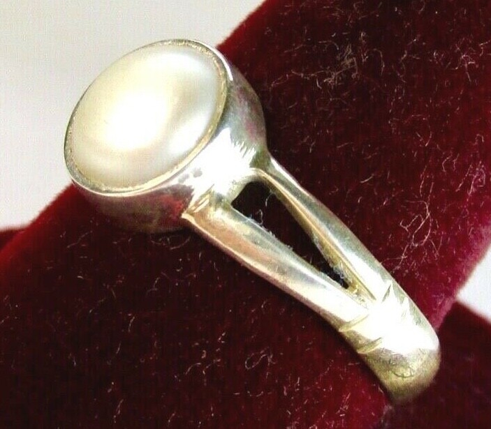 Beautiful 925 Sterling Silver Ring, With 8 mm White Pearl, Size U 1/2 gallery