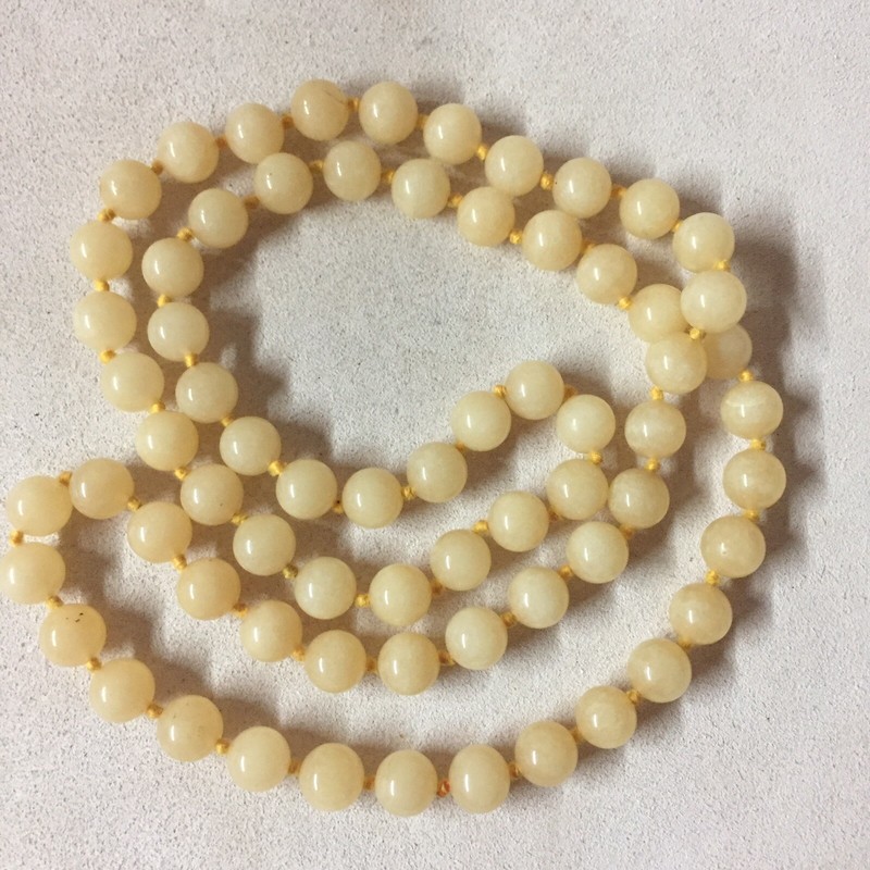 VTG Yellow Calcite Hand Knotted Continuous Necklace 31”