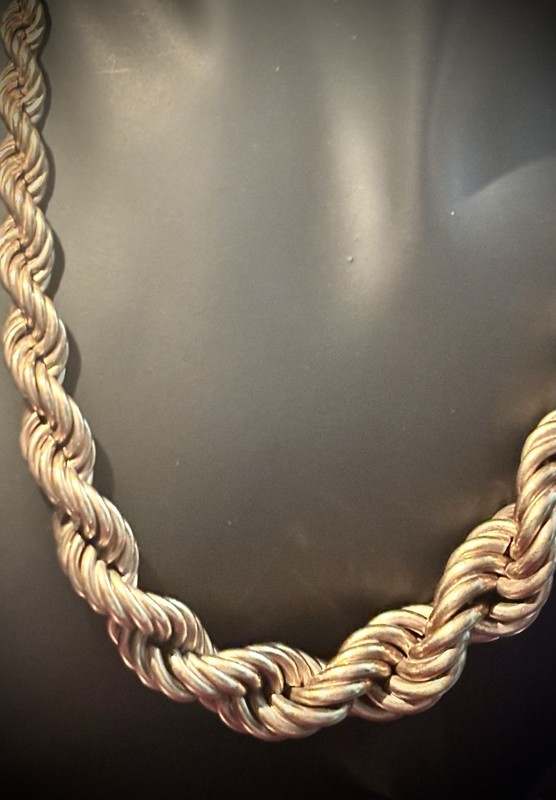 14k “Dookie” Chain Italian Gold Graduated, Double-Twist-Rope Vtg 16in necklace gallery