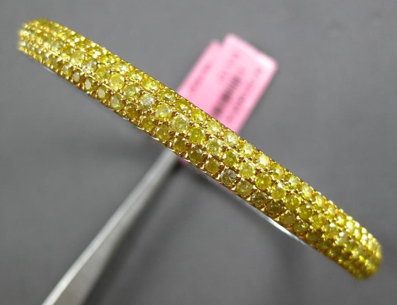 WIDE 3.25CT INTENSE FANCY YELLOW DIAMOND 18KT 2 TONE GOLD CUFF BANGLE BRACELET