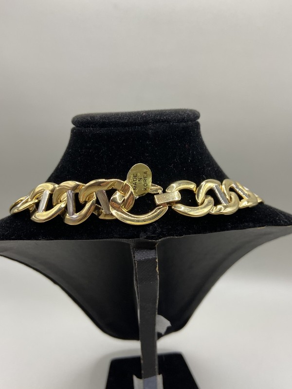 Vintage Big Links Chain Necklace Statement Choker Gold Plated Made In Korea gallery