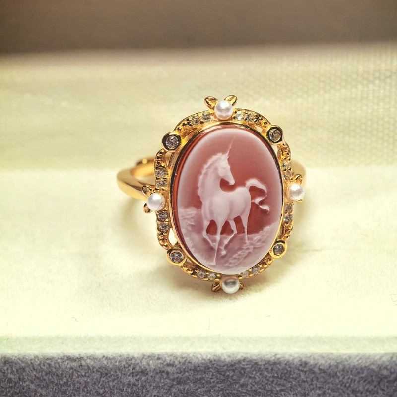 vintage Cameo ring Red agate sterling silver antique jewelry anniversary gift gallery