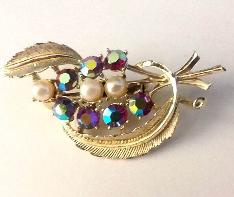 2″ Rhinestone and Faux Pearl Brooch 05-01-2024