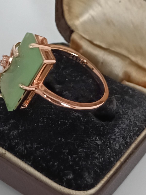 Vintage 1990-s 14 Ct Rolled Gold Peridot Ring Size UK R US 8 1/2 - Hallmarked! gallery