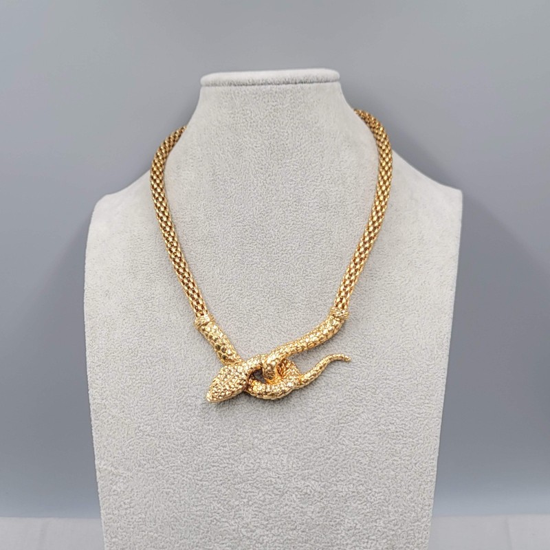 Vintage Signed Snake Collar Necklace Made in Italy Unknown Signature 20″