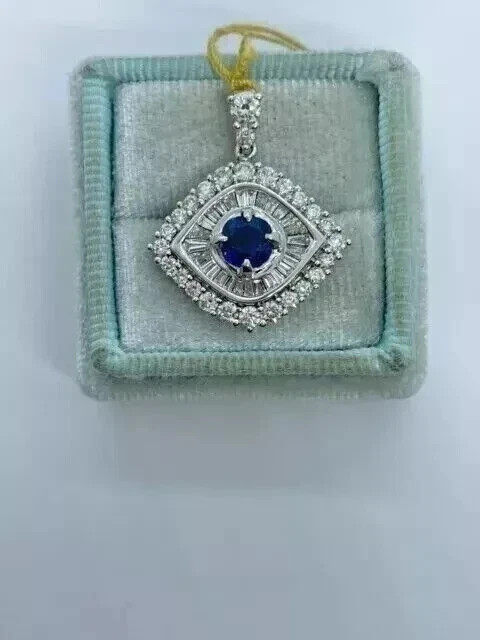 2Ct Art Deco Style Lab-Created Sapphire & Diamond Wedding 14k White Gold FN Ring gallery
