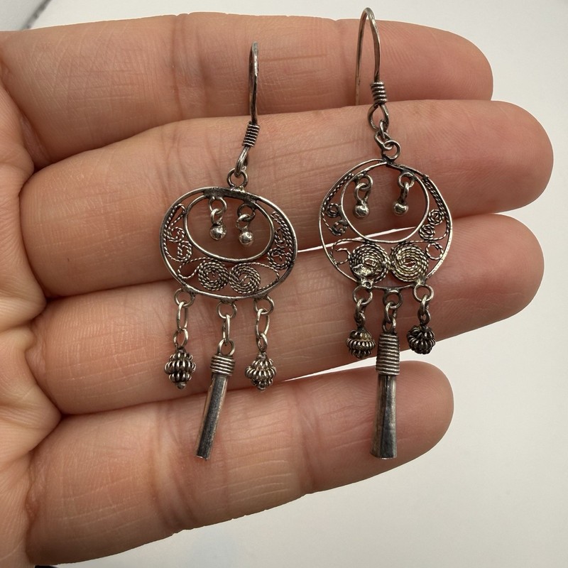 Vintage Sterling Silver 925 Drop Dangle Chandelier Earrings 1.75”