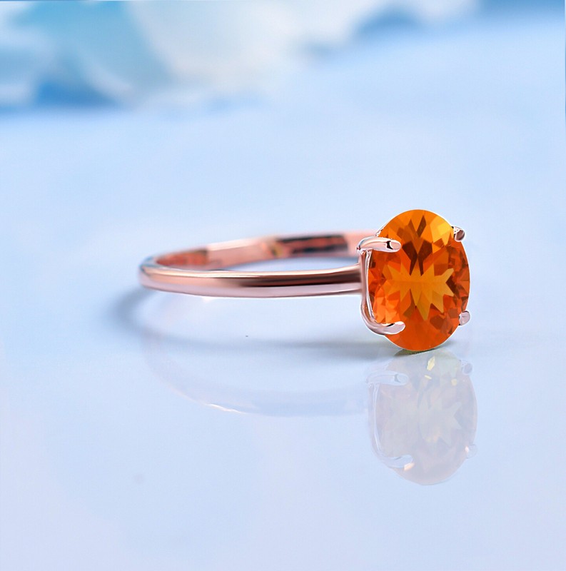 Oval 8X6MM Vintage Fire Opal engagement ring unique promise ring Bridal RingGift gallery