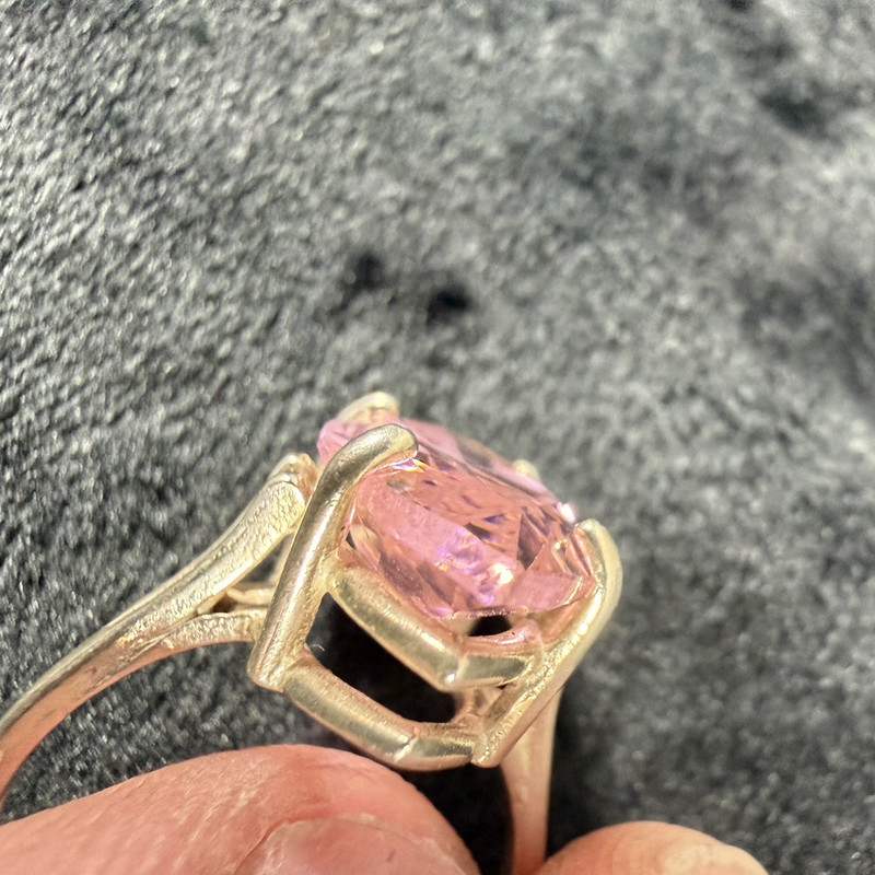 Vtg Sterling Silver Ring .925 Sz 7 Large Marquis Pink Stone Cocktail Statement gallery