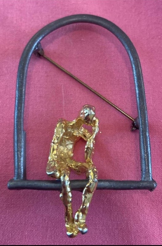 Ultra Craft brooch pin siting,thinking, pondering measures 2 3/4in by 1 1/2 in