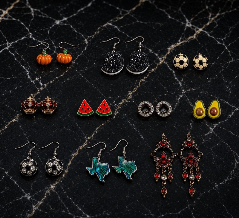 Women’s Fashion Earrings Mixed Lot 20 Pairs Multicolor Rhinestone gallery