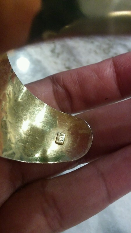 Stunning Itaor Italy sterling silver 925 vermeil hammered cuff bracelet gallery