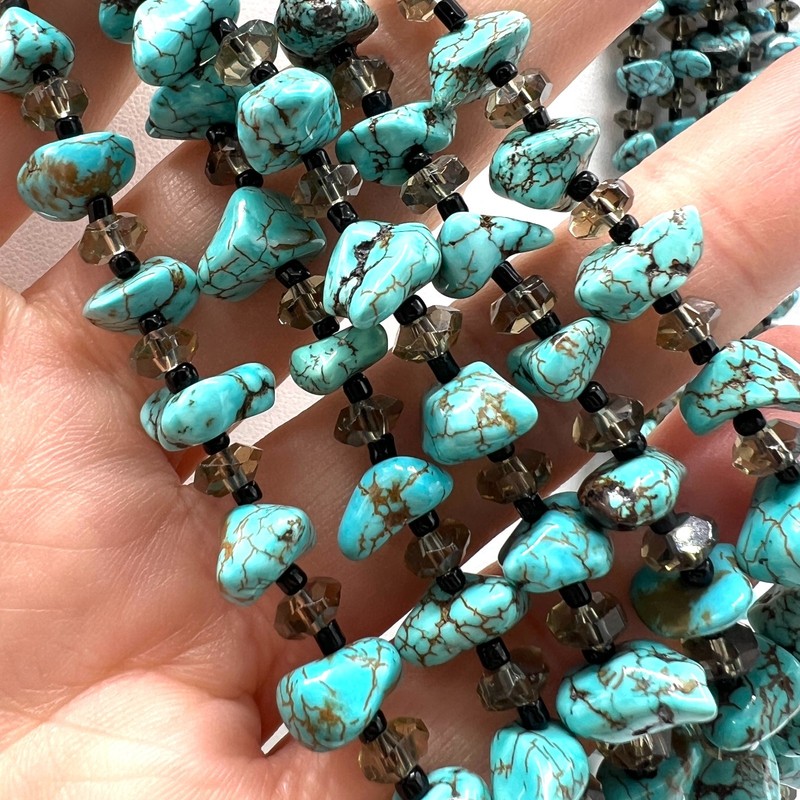 SOMS 6-Strand Turquoise Nugget & Crystal Necklace gallery
