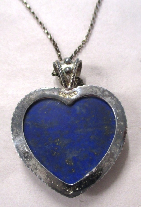 STERLING SILVER LAPIS LAZULI HEART PENDANT gallery