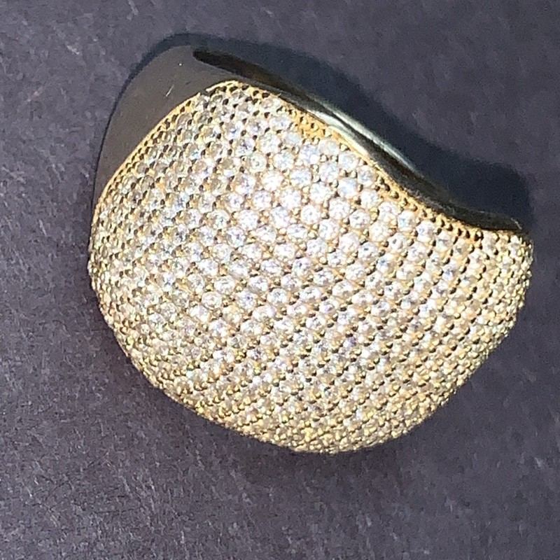 STERLING SILVER 925 Lot Ring Size 8 MM6 EHC Encrusted Gold Plated Cigar Band gallery