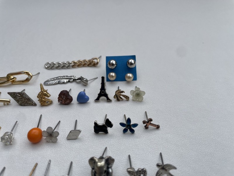 SINGLE Pierced Stud Earring Lot Craft Jewelry Art Metal Glass Acrylic 60 Earring gallery