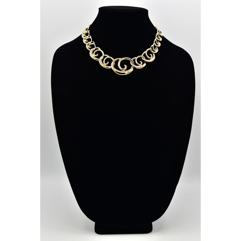 Vintage Collar Necklace Gold Tone Lightweight Metal Chain Shiny NOS 1980s BinA14 gallery