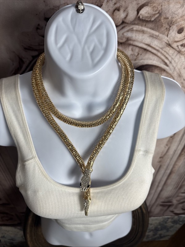 Gold Snake Cable Necklace – 40” Necklace