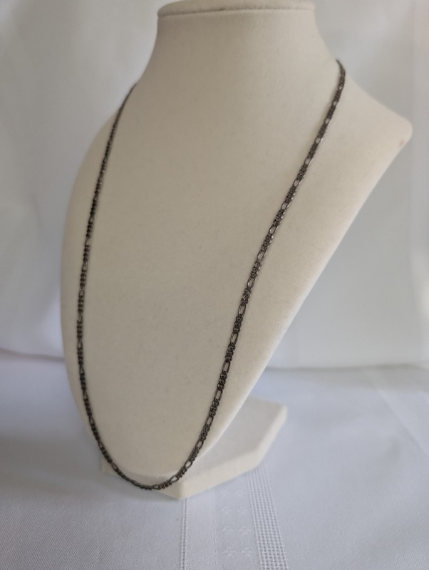 Vintage Sterling Silver Figaro Chain Necklace 24″ 3 mm Links