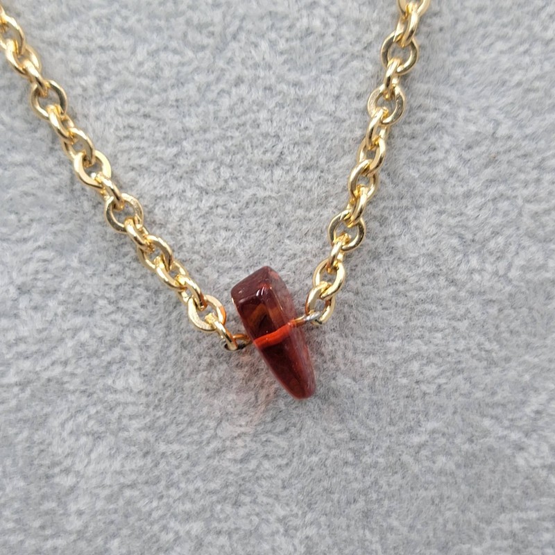Vintage Necklace Gold tone Brown Station Extra Long 32 in gallery