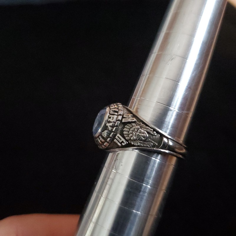Vintage Balfour Class Ring Tewksbury High 1984 Silver Tone Light Blue Womens 8 gallery