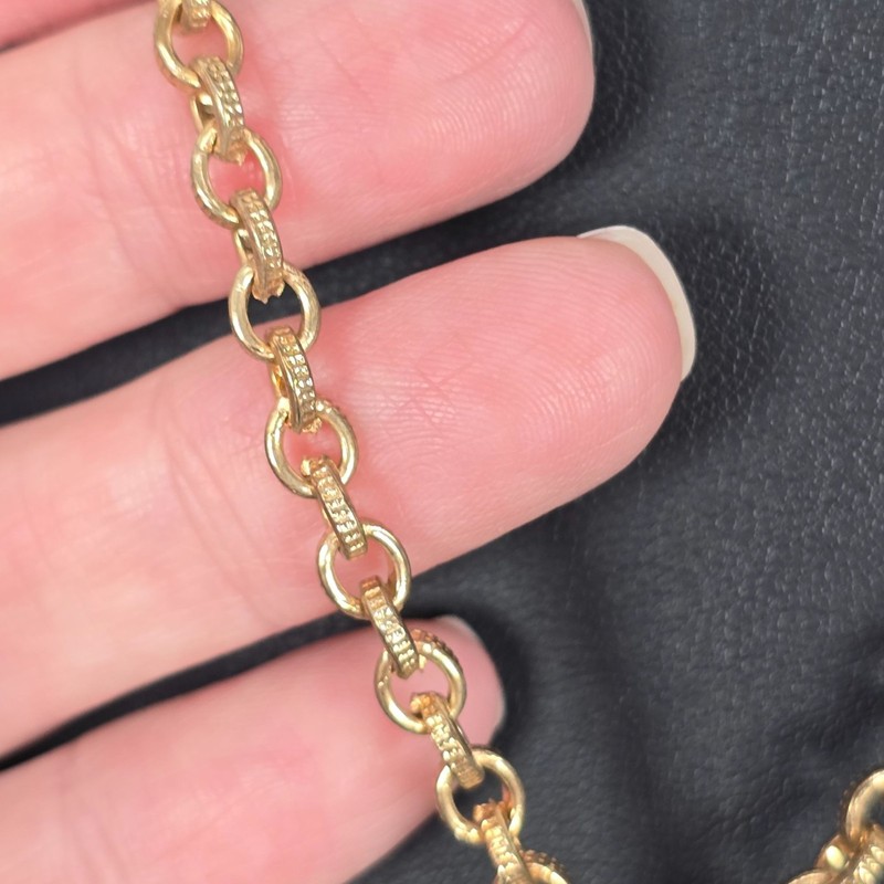 Vintage Gold-Tone Statement Brooch Textured Dangle Necklace W/ Chain Tassels gallery