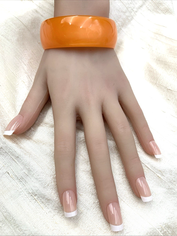 Vintage Moonglow Lucite Bangle Bracelet Chunky Orange Size 8