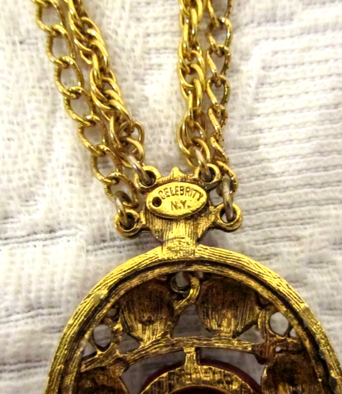 Vintage Julianna D & E~Celebrity Gold Tone Pendant & Matching Bracelet~Signed gallery